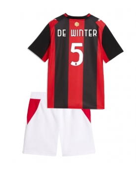 Billige Fotballdrakt AC Milan Koni De Winter #5 Replika Hjemmedraktsett Barn 2026-27 Kortermet (med bukser)